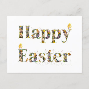 Cartes Pour Fêtes Annuelles Joyeux texte décoratif de Pâques Bébé Chicks