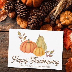 Cartes Pour Fêtes Annuelles Joyeux Thanksgiving Aquarelle Citrouilles Personna