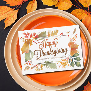 Cartes Pour Fêtes Annuelles Joyeux Thanksgiving Élégant Entreprise Personnalis