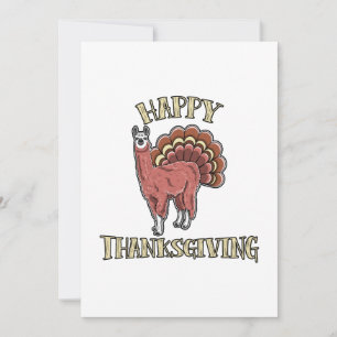 Cartes Pour Fêtes Annuelles Joyeux Thanksgiving Lama Alpaga Dinde Cadeau Amusa