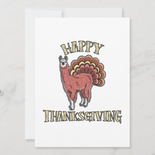 Cartes Pour Fêtes Annuelles Joyeux Thanksgiving Lama Alpaga Dinde Cadeau Amusa