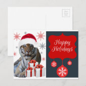 Cartes Pour Fêtes Annuelles Joyeux tigre de vacances (Devant / Derrière)