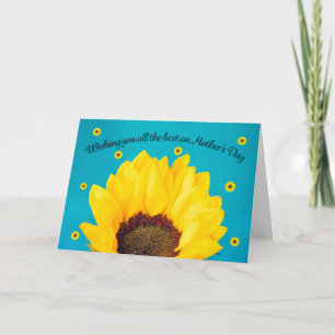 Cartes Pour Fêtes Annuelles Joyeux tournesol de la Fête des Mères en bleu