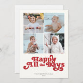 Cartes Pour Fêtes Annuelles Joyeux Tous les Jours Photo Rouge (Devant / Derrière)