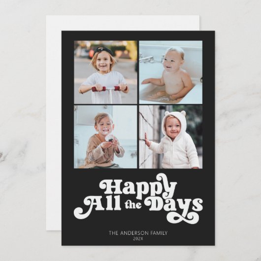 Cartes Pour Fêtes Annuelles Joyeux tous les jours Quatre Photo (Devant / Derrière)