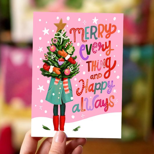 Cartes Pour Fêtes Annuelles Joyeux tout et heureux toujours Noël mignon