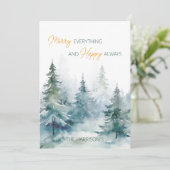 Cartes Pour Fêtes Annuelles Joyeux Tout Heureux Toujours Arbres d'Hiver Plat (Debout devant)