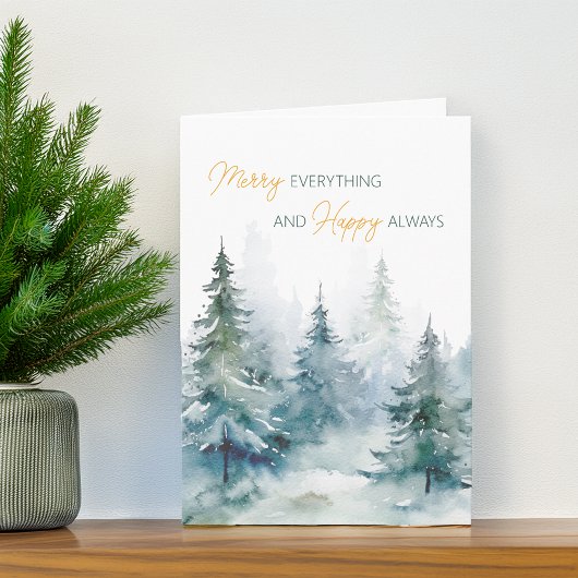 Cartes Pour Fêtes Annuelles Joyeux Tout Joyeux Happy Toujours Hiver Arbres