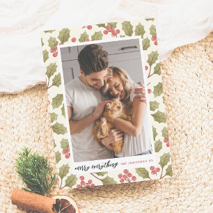 Cartes Pour Fêtes Annuelles Joyeux tout Noël Holly & Holiday Photo