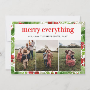 Cartes Pour Fêtes Annuelles Joyeux tout Rouge Berry Holly Photo Holiday