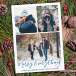 Cartes Pour Fêtes Annuelles Joyeux Tout Simple Bleu Photo Famille<br><div class="desc">Envoyer les voeux de Noël avec cette adorable carte Joyeux Tout Joyeux Toujours dans un design bleu tendance. Retour : Joyeux tout ~ Souhaitez-vous toujours le bonheur. Personnalisez avec votre nom de famille et votre nom individuel. Cette carte de vacances de collage photo de famille sera un favori de toutes...</div>