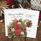 Cartes Pour Fêtes Annuelles Joyeux Tout Vacances Rouge Blanc Floral Vert