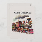 Cartes Pour Fêtes Annuelles Joyeux train de Noël ajouter un message (Devant / Derrière)
