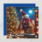 Cartes Pour Fêtes Annuelles Joyeux transporteur d'arbre de Noël apportant des (Devant / Derrière)