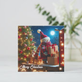 Cartes Pour Fêtes Annuelles Joyeux transporteur d'arbre de Noël apportant des (Debout devant)