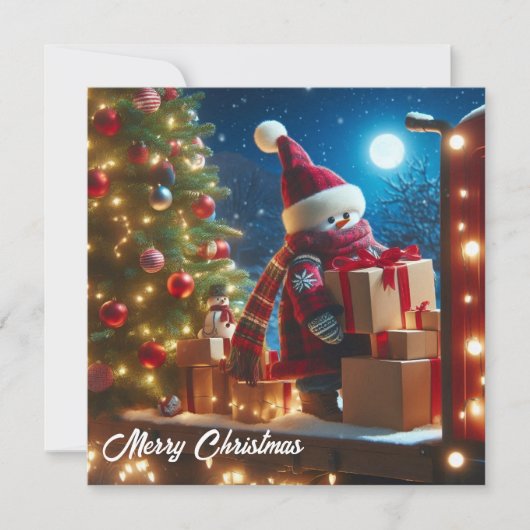 Cartes Pour Fêtes Annuelles Joyeux transporteur d'arbre de Noël apportant des (Devant)