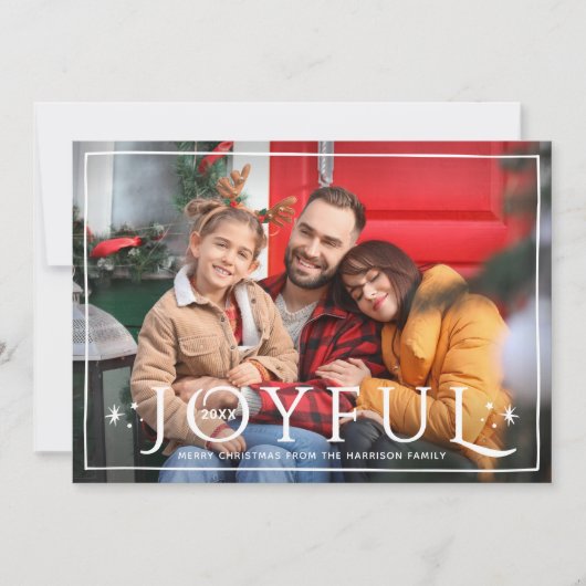 Cartes Pour Fêtes Annuelles Joyeux Twinkle lumières et étoiles Dark Green Phot (Devant)