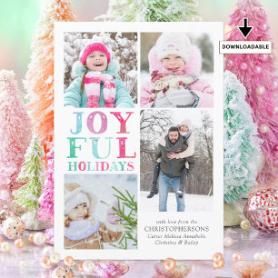 Cartes Pour Fêtes Annuelles JOYEUX VACANCES 4 Photos Colorful Pastel