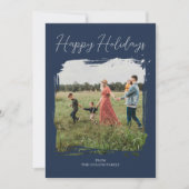 Cartes Pour Fêtes Annuelles Joyeux Vacances Bleu Script Moderne Minimal Photo (Devant)