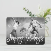 Cartes Pour Fêtes Annuelles Joyeux Vacances Brosse tendance Script Photo moder (Debout devant)