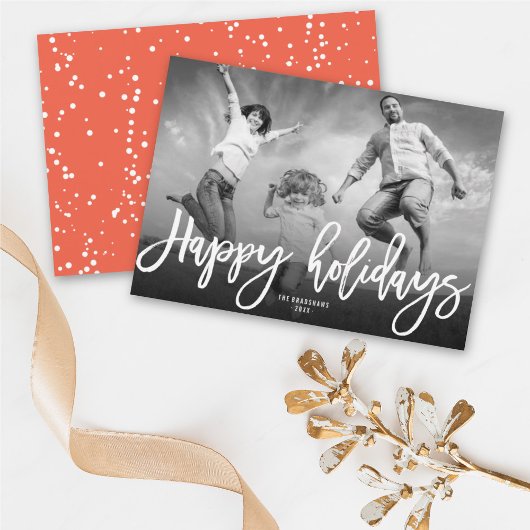 Cartes Pour Fêtes Annuelles Joyeux Vacances Brosse tendance Script Photo moder