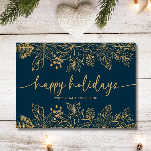 Cartes Pour Fêtes Annuelles Joyeux Vacances Calligraphie Script Business | Or