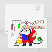 CARTES POUR FÊTES ANNUELLES JOYEUX VACANCES PÈRE NOËL NURSE (Devant / Derrière)