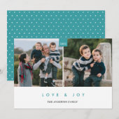 Cartes Pour Fêtes Annuelles Joyeux vacances Turquoise minimum 2 Photo Noël (Devant / Derrière)