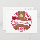Cartes Pour Fêtes Annuelles Joyeux Valentine ! Teddy bear (Devant / Derrière)