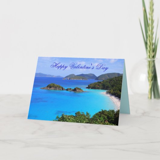 Cartes Pour Fêtes Annuelles Joyeux Valentine, Tropical Beach (Devant)