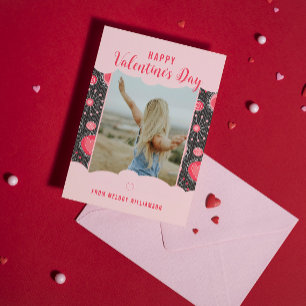 Cartes Pour Fêtes Annuelles Joyeux Valentines Coeurs rouges capricieux fleurs