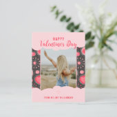 Cartes Pour Fêtes Annuelles Joyeux Valentines Coeurs rouges capricieux fleurs  (Debout devant)