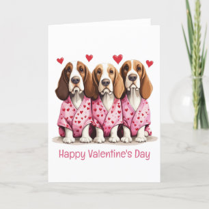 Cartes Pour Fêtes Annuelles Joyeux Valentines Day Basset Hound Dogs
