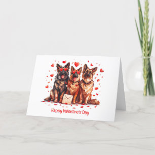 Cartes Pour Fêtes Annuelles Joyeux Valentines Day Chiens bergers allemands