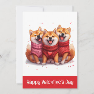 Cartes Pour Fêtes Annuelles Joyeux Valentines Day Chiens Shiba Inu