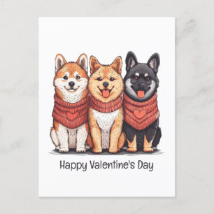 Cartes Pour Fêtes Annuelles Joyeux Valentines Day Chiens Shiba Inu