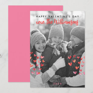 Cartes Pour Fêtes Annuelles Joyeux Valentines Day Cute Red Hearts Family Photo
