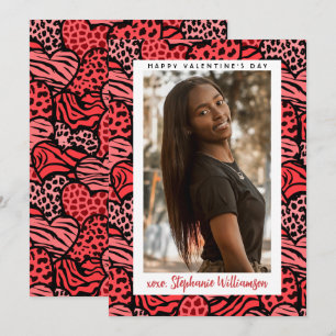 Cartes Pour Fêtes Annuelles Joyeux Valentines Day Cute Red Jungle Hearts Photo