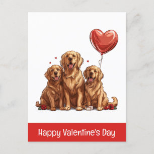 Cartes Pour Fêtes Annuelles Joyeux Valentines Day Golden Retriever Chien
