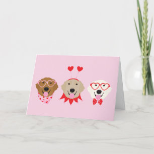 Cartes Pour Fêtes Annuelles Joyeux Valentines Day Golden Retriever Dogs