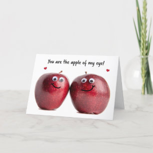 Cartes Pour Fêtes Annuelles Joyeux Valentines Day mignonne Apple Couple Humour