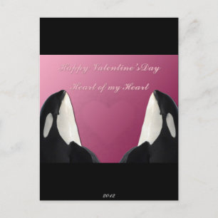 Cartes Pour Fêtes Annuelles Joyeux Valentines Day Orca tueur baleine Coeur de 