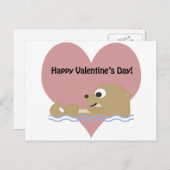 Cartes Pour Fêtes Annuelles Joyeux Valentines Day Otter (Devant / Derrière)