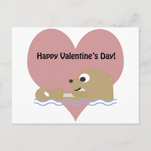 Cartes Pour Fêtes Annuelles Joyeux Valentines Day Otter (Devant)