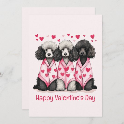 Cartes Pour Fêtes Annuelles Joyeux Valentines Jour Chiens de caniche standard (Devant / Derrière)