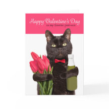 Joyeux Valentines Jour Cute Chat Avec Fleurs