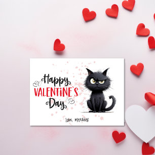 Cartes Pour Fêtes Annuelles Joyeux Valentines Jour drôle Pun Noir Chat