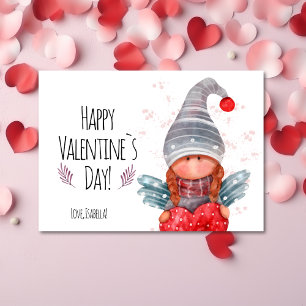 Cartes Pour Fêtes Annuelles Joyeux Valentines Jour Fille Gnome Avec Pun Coeur
