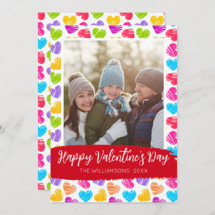 Cartes Pour Fêtes Annuelles Joyeux Valentines Jour Moderne Coeurs Vibrants Pho