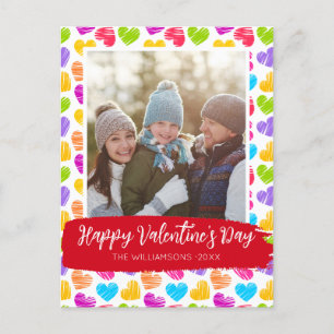 Cartes Pour Fêtes Annuelles Joyeux Valentines Jour Moderne Coeurs Vibrants Pho